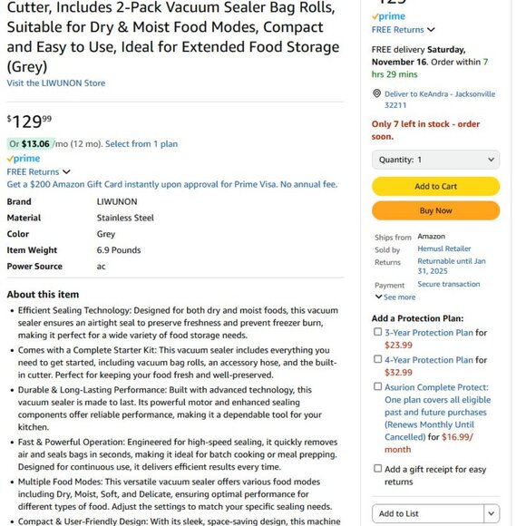 Compact Vacuum Sealer with Built-in Cutter, Durable, Dry/Moist Food Mode + Bags - Picture 6 of 6